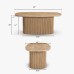 IFIPF-1003 Oval Coffee Table with Travertine Marble, Fluted Base