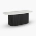 IFIPF-1002 Oval Coffee Table with White Marble, Fluted Base