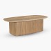 IFIPF-1003 Oval Coffee Table with Travertine Marble, Fluted Base