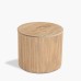 IFIPF-1009 Round End Table with Travertine Marble, Fluted Base