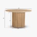 IFIPF-1015 Round Dining Table with Travertine Marble, Fluted Base
