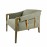 Delphine Club Chair in 013 Denim Fabric, 8010 Top Grain Leather Straps