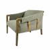 Delphine Club Chair in 013 Denim Fabric, 8010 Top Grain Leather Straps
