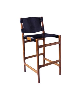 PS 501 Rio Counter Stool in Black Leather (Set of 2)