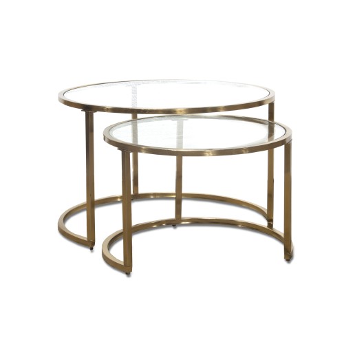 RK-36319G Round Coffee Table (set of 2) - Gold Finish